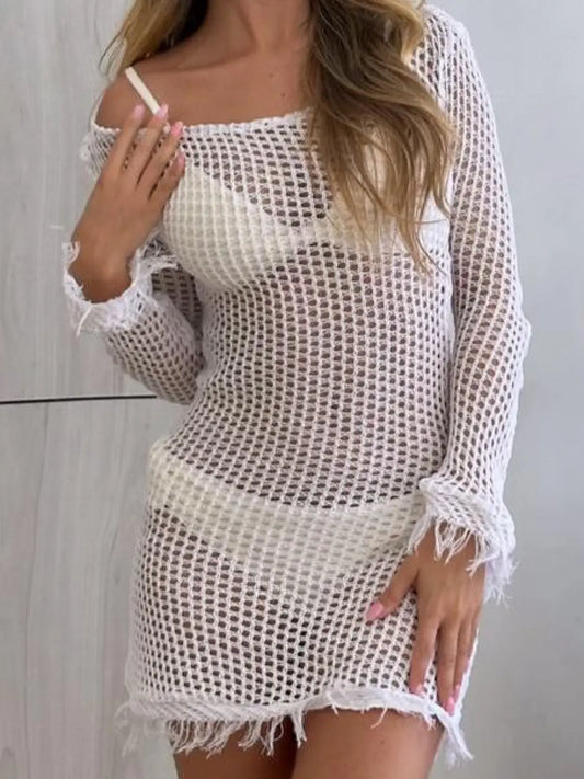 SALIDA VESTIDO CORTO TEJIDO MANGA LARGA